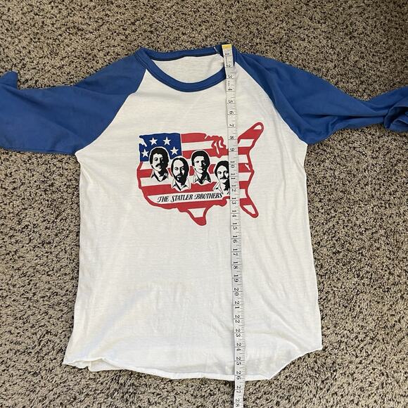 Vtg STATLER BROTHERS White Blue Raglan Graphic T Shirt 80s Single Stitch M/L - Picture 6 of 6